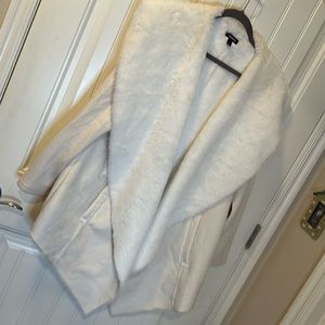 Torrid White Faux Suede & Faux Fur Drape Front Jacket Size 3 (3x 22-24)